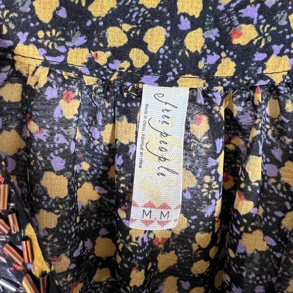 Free People Women's If I Had You Top M Floral Beaded Embellished Peplum Blouse - Picture 11 of 12